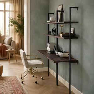 Biblioteca lemn, Seria A-620, Homs, negru/natur, 200 x 70 x 50 cm, lemn/metal,30283