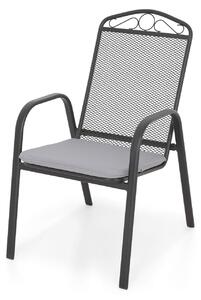 Scaun suprapozabil cu spatar inalt, Berlin, L.56.5 l.44.5 H.97 cm, otel, negru/gri