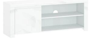 Comoda TV alba lucioasa LINGO, PAL laminat, 156x42x61 cm