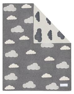 Pătură din bumbac pentru copii Kindsgut Clouds, 80 x 100 cm, gri-alb