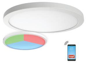 Plafoniera LED Smart Klausen Nebula 18W, 1300 lm, Diametru 22.5 cm, Inaltime 1.7 cm, Dimabila RGB, Temperatura 3000-6500K, Design Modern Alb