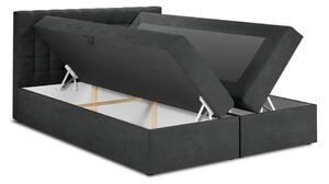Pat boxspring 140x200 cm gri închis cu spațiu de depozitare Jade – Mazzini Beds