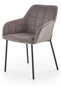 Scaun living K305, gri/negru, stofa catifelata/metal, 58x57x80 cm