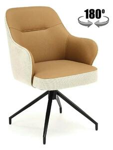 Scaun rotativ K527, maro/bej/negru, stofa clasica/piele ecologica/meta
