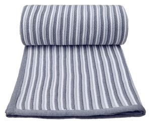 Pătură tricotată din amestec de bumbac pentru copii T-TOMI Spring, 80 x 100 cm, gri - alb
