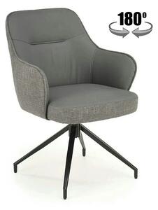 Scaun rotativ K527, gri/negru, stofa clasica/piele ecologica/metal, 60