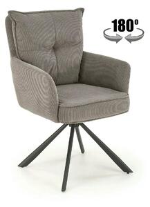 Scaun rotativ K528, gri/negru, stofa catifelata/metal, 60x67x90 cm