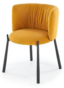 Scaun K531, galben mustar/negru, stofa catifelata/metal, 60x58x76 cm