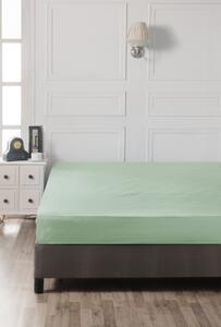 Cearceaf de pat cu elastic, 90x190 cm, 100% bumbac ranforce, Patik, Green, verde