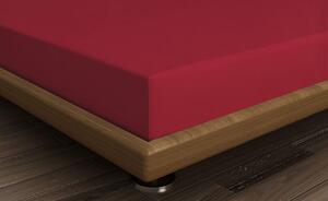 Cearceaf de pat cu elastic, 160x200 cm, 100% bumbac ranforce, Patik, Maroon, rosu inchis