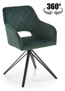 Scaun rotativ K535, verde inchis/negru, stofa catifelata/metal, 57x60x