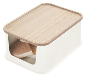 Cutie depozitare cu capac din lemn paulownia iDesign Eco Open, 21,3 x 30,2 cm, alb