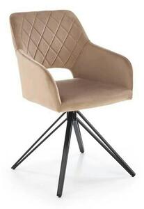 Scaun rotativ K535, bej/negru, stofa catifelata/metal, 57x60x86 cm