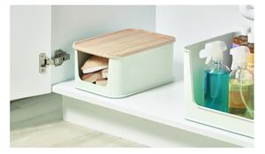 Cutie depozitare cu capac din lemn paulownia iDesign Eco Open, 21,3 x 30,2 cm, alb