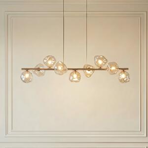TK Lighting Lampă suspendată Lava, bej, cu 9 becuri, sticlă, lungime 116 cm, G9, reglabil, Bej, Camera de zi / sufragerie, Sticlă