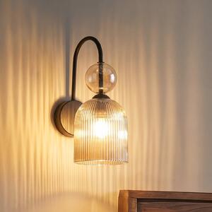 TK Lighting Aplică de perete Sophia, culoare coniac/negru, sticlă, înălțime 33,5 cm, E14, reglabil, Gri, Camera de zi / sufragerie, Sticlă