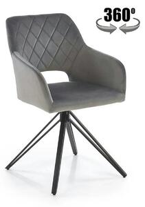 Scaun rotativ K535, gri/negru, stofa catifelata/metal, 57x60x86 cm