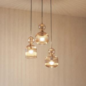 TK Lighting Lampă suspendată Sophia, cu 3 becuri, Ø 41 cm, culoare coniac/negru, E14, reglabil, Gri, Camera de zi / sufragerie, Sticlă