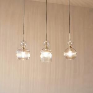 TK Lighting Lampă suspendată Sophia, cu 3 becuri, 65 cm, coniac/negru, E14, reglabil, Gri, Camera de zi / sufragerie, Sticlă