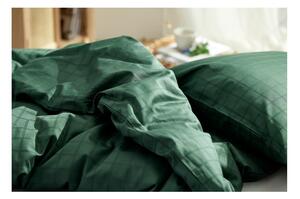 Lenjerie de pat din bumbac de damasc Södahl Clear, 140 x 220 cm, verde închis