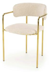 Scaun K537, crem/auriu, stofa clasica/metal, 54x56x76 cm