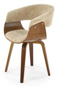 Scaun scandinav tapitat K545, bej/nuc, stofa clasica/placaj, 63x53x83