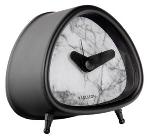 Ceas deșteptător cu aspect de marmură Karlsson Triangle, înălțime 8,6 cm, negru