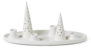 Suport pentru lumânări de Advent din ceramică Kähler Design Nobili, lungime 33 cm, alb