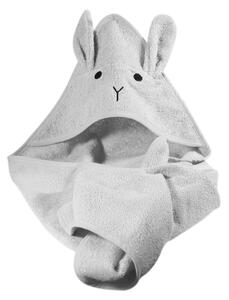 Prosop pentru copii din bumbac cu glugă Kindsgut Rabbit, gri