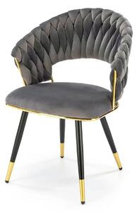 Scaun K551, gri/negru/auriu, stofa catifelata/metal, 62x58x85 cm