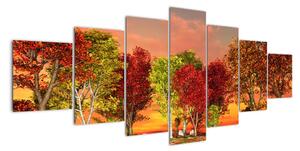 Tablou modern - copaci colora?i (210x100cm)