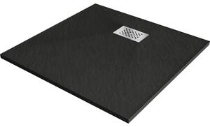Mexen Hugo cadă pătrată SMC 70 x 70 cm, negru, capac inox - 42707070-X