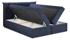 Pat boxspring 140x200 cm albastru închis cu spațiu de depozitare Echaveria – Mazzini Beds