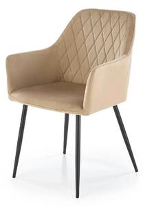 Scaun bej tapitat K558, bej/negru, stofa catifelata/metal, 59x60x86 cm