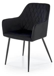 Scaun tapitat negru K558, stofa catifelata/metal, 59x60x86 cm