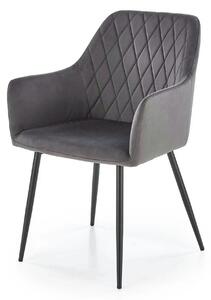 Scaun K558, gri/negru, stofa catifelata/metal, 59x60x86 cm