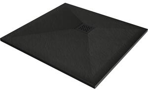 Mexen Stone+ bazin compozit pătrat 80 x 80 cm, negru, capac negru - 44708080-B