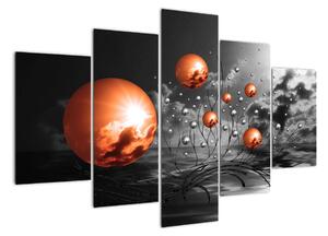 Tablou abstract - sfere portocalii (150x105cm)