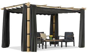 Barbados pergolă terasă 3x4 m cu perdele Garden Point woodlike-antracite