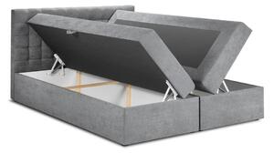 Pat boxspring 140x200 cm gri cu spațiu de depozitare Jade – Mazzini Beds
