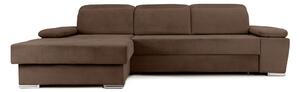 Colțar Extensibil TRENDY, cu ladă de depozitare, cu tetiere reglabile, variante stânga/dreapta 300x180x110 cm, Stanga / Maro