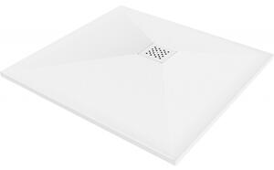 Mexen Stone+ bazin compozit quadrat de 80 x 80 cm, alb, capac alb - 44108080-W