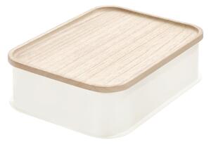 Cutie depozitare cu capac din lemn paulownia iDesign Eco, 21,3 x 30,2 cm, alb