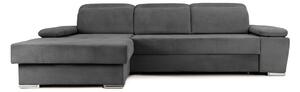 Colțar Extensibil TRENDY, cu ladă de depozitare, cu tetiere reglabile, variante stânga/dreapta 300x180x110 cm, Gri-Inchis-Enjoy / Stanga
