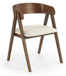 Scaun K562, bej deschis/nuc, stofa/lemn, 55x49x75 cm