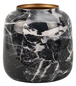 Vază din fier PT LIVING Marble, înălțime 12,5 cm, alb-negru