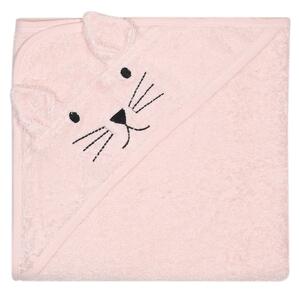 Prosoape de bumbac pentru copii cu glugă Kindsgut Cat, roz