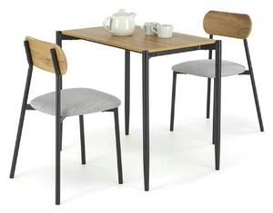 Set masa cu 2 scaune NANDO, stejar/negru, PAL/metal/stofa clasica
