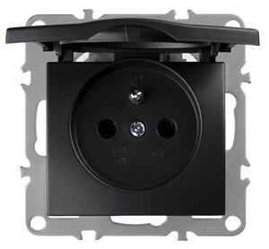 Priză simplă cu împământare și clapetă OSTE JNH005-G Black