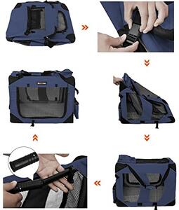 Geanta de transport animale, Feandrea, Albastru-Negru, 70.0x52.0x52.0 cm